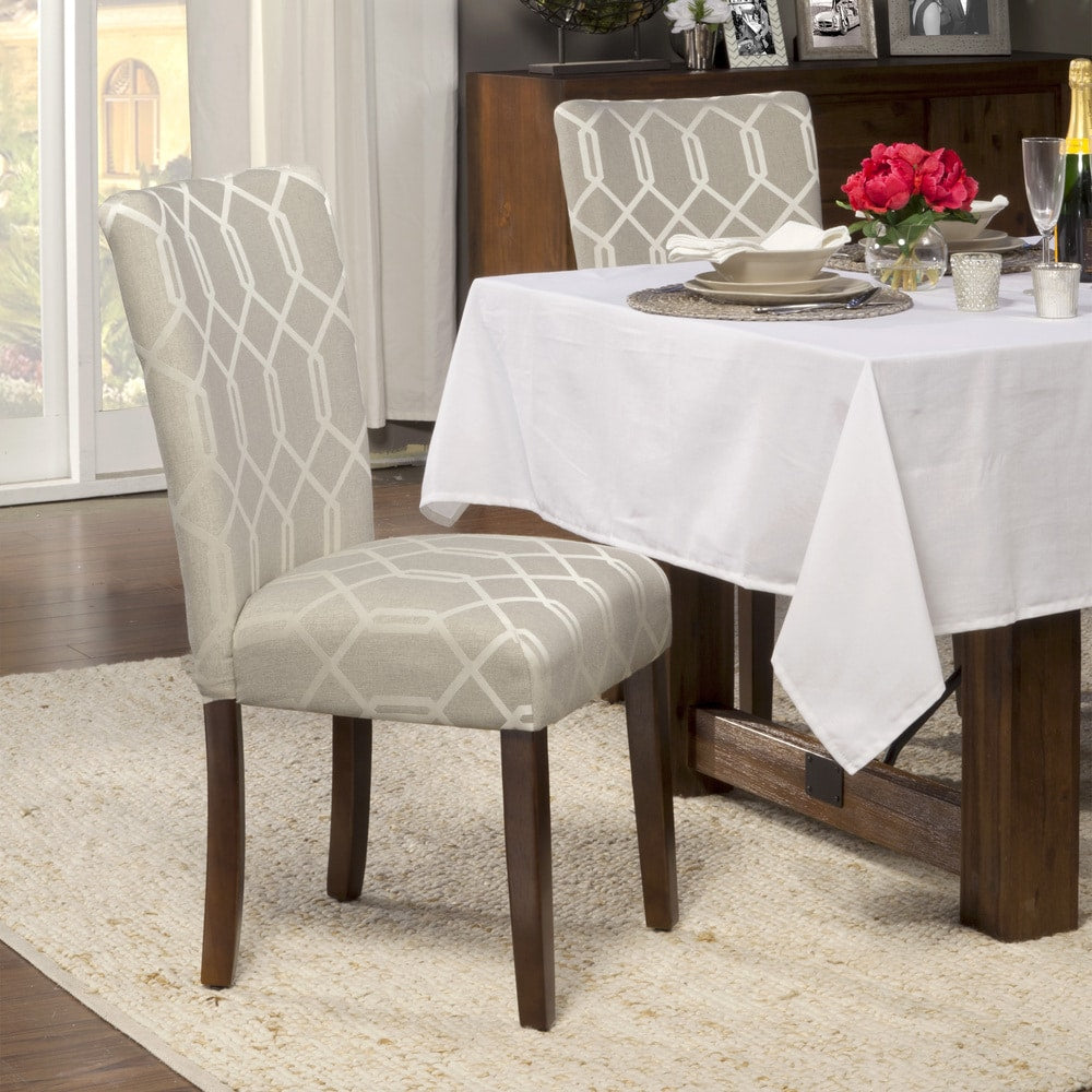 Homepop Pewter Grey Cream Lattice Elegance Parson Chairs Set Of 2