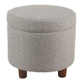 Porch Den Parkchester Light Gray Tweed Round Storage Ottoman