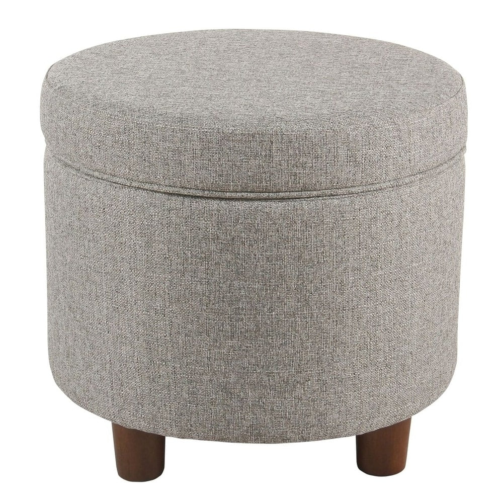 Porch Den Parkchester Light Gray Tweed Round Storage Ottoman