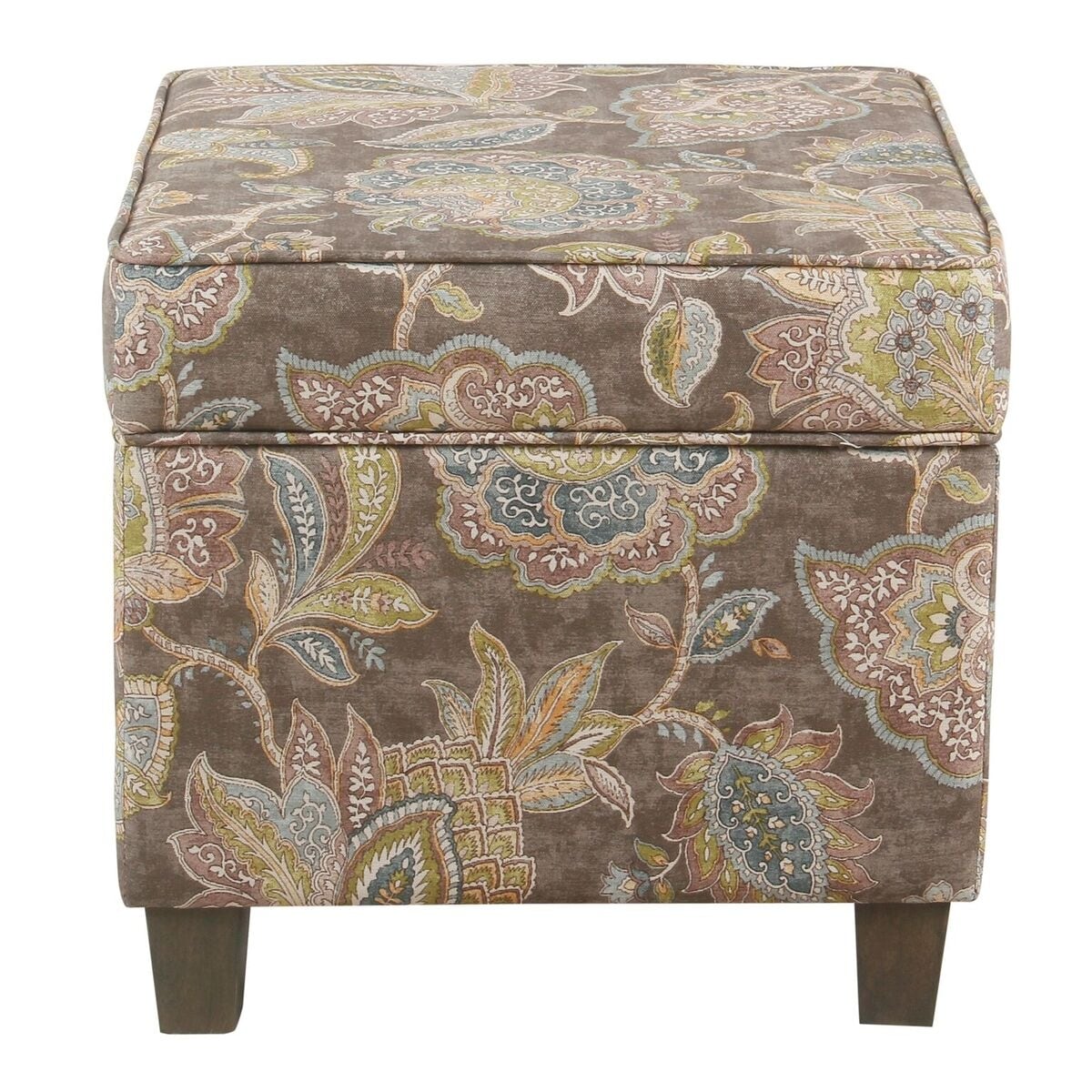 Homepop Square Ottoman With Lift Off Top Gray Floral