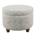 Homepop Storage Ottoman Gray Floral