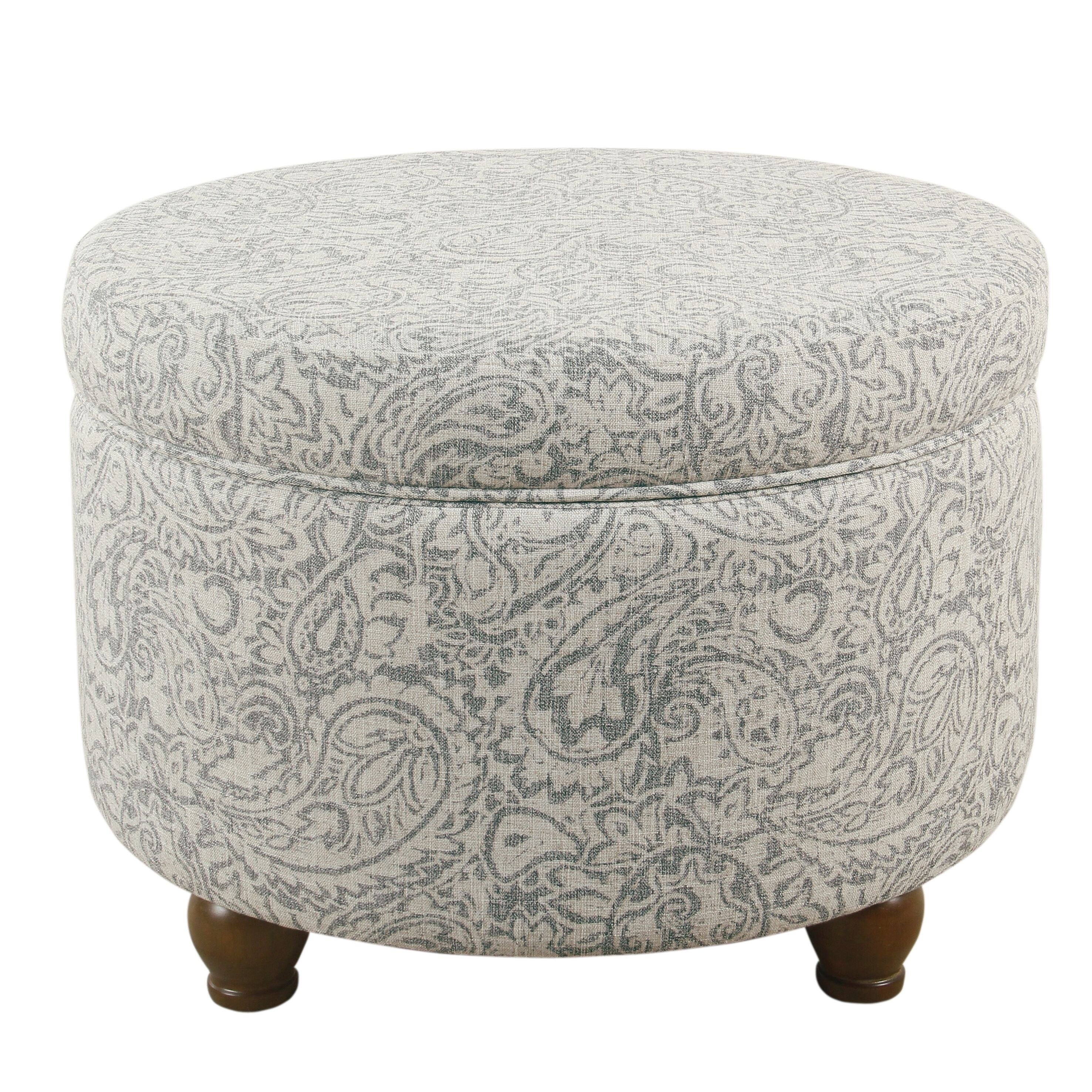 Homepop Storage Ottoman Gray Floral