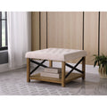 Homepop Tufted Ottoman With Wooden Storage