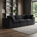 Homeroots 108 Black Chenille Modular Sofa With Toss Pillows