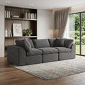 Homeroots 108 Dark Gray Corduroy Modular Sofa With Toss Pillows