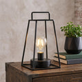 Homeroots 10 Black Metal Geometric Battery Operated Desk Lamp With Novelty Shade 3.50 In. X 10.00 In. X 5.50 In.