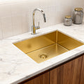 Homeroots 10 X 27 Gold Stainless Steel Undermount Kitchen Sink 27.00 In. X 10.00 In. X 18.00 In.