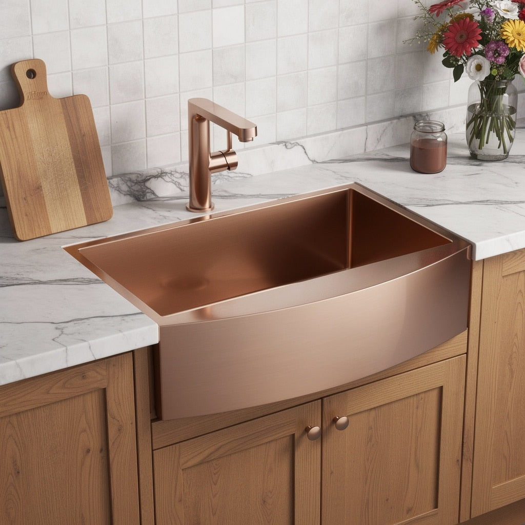 Homeroots 10 X 33 Gold Stainless Steel Undermount Kitchen Sink 33.00 In. X 10.00 In. X 20.00 In.