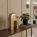 Homeroots 11 Antiqued Brass Aluminum Modern Abstract Tabletop Sculpture 7.68 In. X 10.83 In. X 2.76 In.