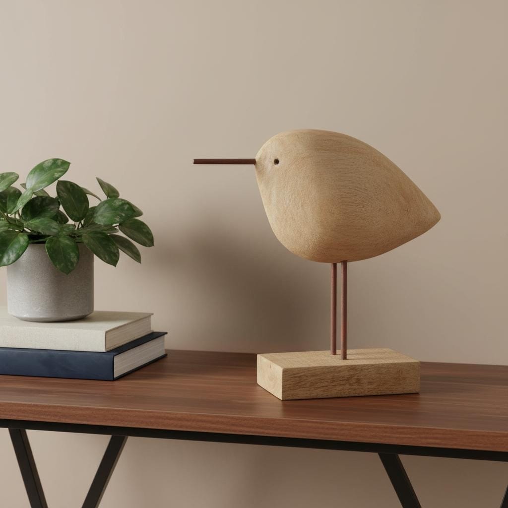 Homeroots 11 Brown Solid Wood And Iron Bird Abstract Tabletop Sculpture 11.00 In. X 10.50 In. X 3.54 In.