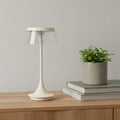 Homeroots 11 White Geometric Modern Industrial Battery Operated Desk Lamp 5.00 In. X 10.50 In. X 5.00 In.