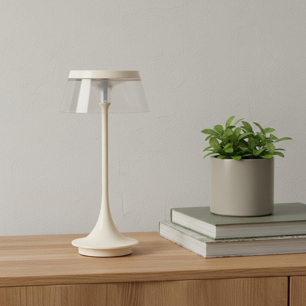 Homeroots 11 White Geometric Modern Industrial Battery Operated Desk Lamp 5.00 In. X 10.50 In. X 5.00 In.