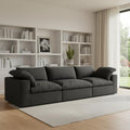 Homeroots 120 Black Linen Blend Modular Sofa With Toss Pillows