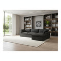 Homeroots 120 Black Linen Blend Modular Wood Sofa With Ottoman And Storage