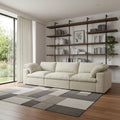 Homeroots 120 Khaki Linen Blend Modular Sofa With Toss Pillows