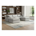 Homeroots 120 Light Gray Linen Blend Modular Universal Sofa With Ottoman And Storage