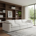 Homeroots 120 White Linen Blend Modular Sofa With Toss Pillows