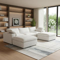 Homeroots 120 White Linen Blend Modular Universal Sofa With Ottoman And Storage