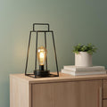 Homeroots 12 Black Metal Geometric Battery Operated Desk Lamp With Novelty Shade 4.00 In. X 11.50 In. X 6.00 In.
