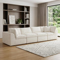 Homeroots 138 Beige Chenille Modular Sofa With Toss Pillows