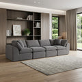 Homeroots 138 Dark Gray Corduroy Modular Sofa With Toss Pillows