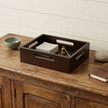 Homeroots 13 Black Solid Wood Organizing Box