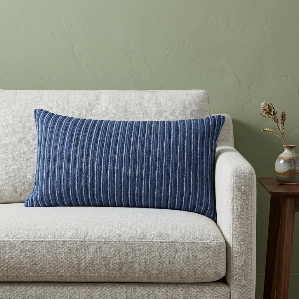 Homeroots 14 X 14 Blue Cotton Blend Pillow