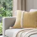 Homeroots 14 X 14 Yellow And White Cotton Pillow With Tassels Edges