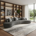 Homeroots 150 Dark Gray Boucle Curved Sofa With Toss Pillows