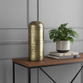 Homeroots 15 Antiqued Brass Cast Aluminum Cylindrical Tabletop Sculpture 6.00 In. X 14.50 In. X 6.00 In.