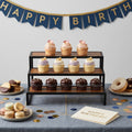 Homeroots 15 Black And Brown Metal And Solid Wood Handmade Three Tier Tray 15.00 In. X 6.00 In. X 10.12 In.