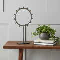 Homeroots 15 Gray Metal Circle Tabletop Sculpture 8.27 In. X 14.96 In. X 2.95 In.