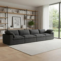 Homeroots 160 Black Linen Blend Modular Sofa With Toss Pillows