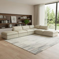 Homeroots 160 Khaki Linen Blend Modular Armless Sofa With Ottomans Toss Pillows And Storage