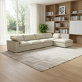 Homeroots 160 Khaki Linen Blend Modular Sofa With Ottoman And Toss Pillows