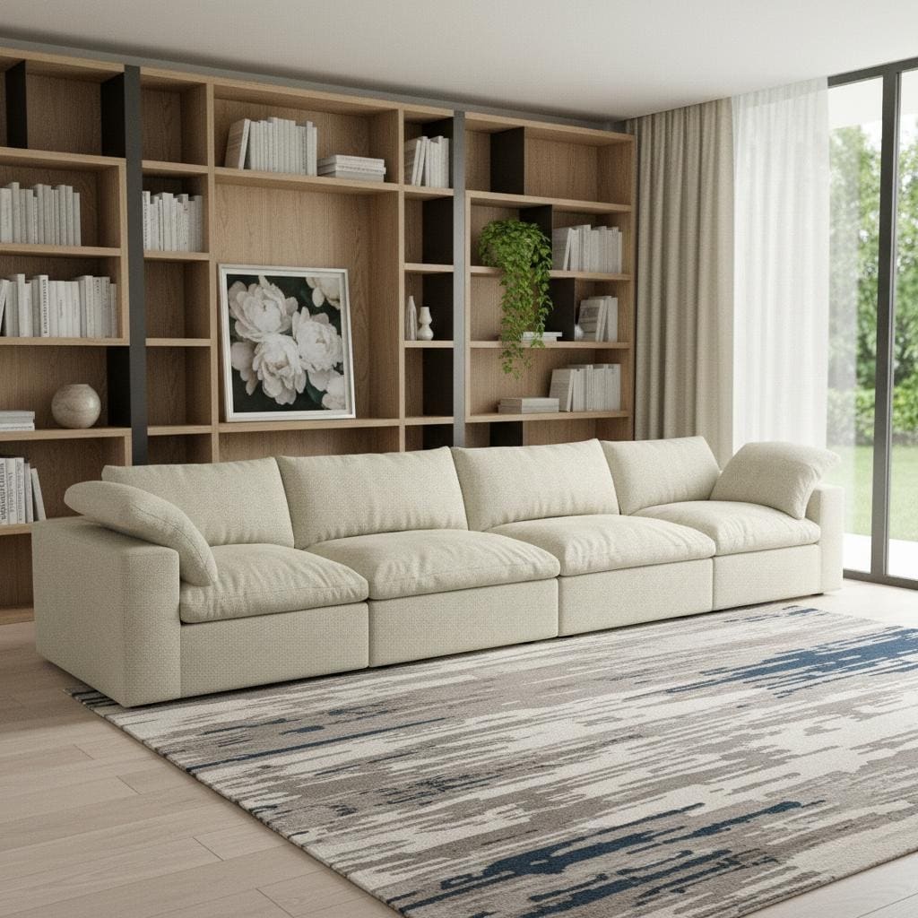Homeroots 160 Khaki Linen Blend Modular Sofa With Toss Pillows