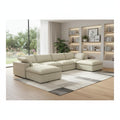 Homeroots 160 Khaki Linen Blend Modular Universal Sofa With Ottoman And Storage