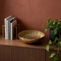 Homeroots 16 Antiqued Gold Aluminum Round Centerpiece Bowl 16.25 In. X 4.75 In. X 16.25 In.