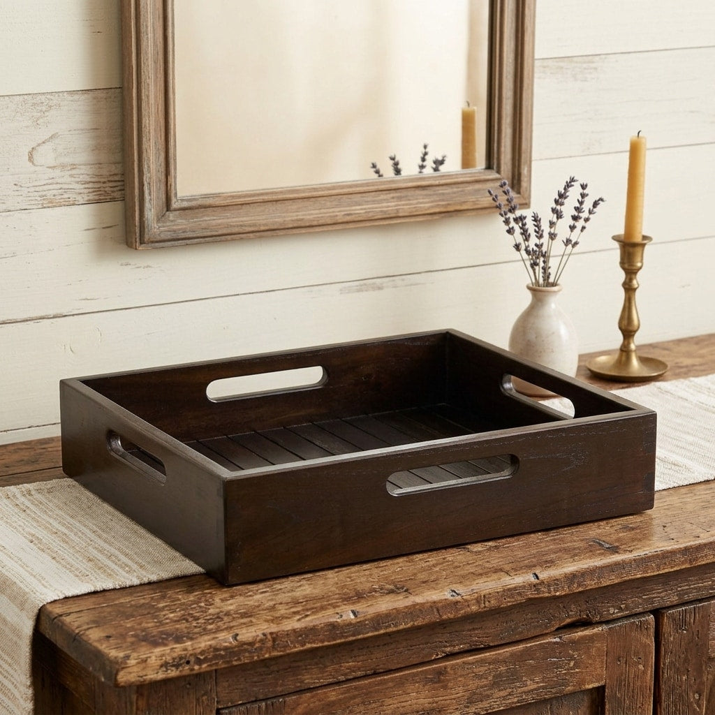 Homeroots 16 Black Solid Wood Organizing Box