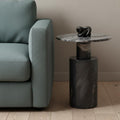 Homeroots 16 Gray Stone And Wood Tray Table 16.00 In. X 20.00 In. X 16.00 In.