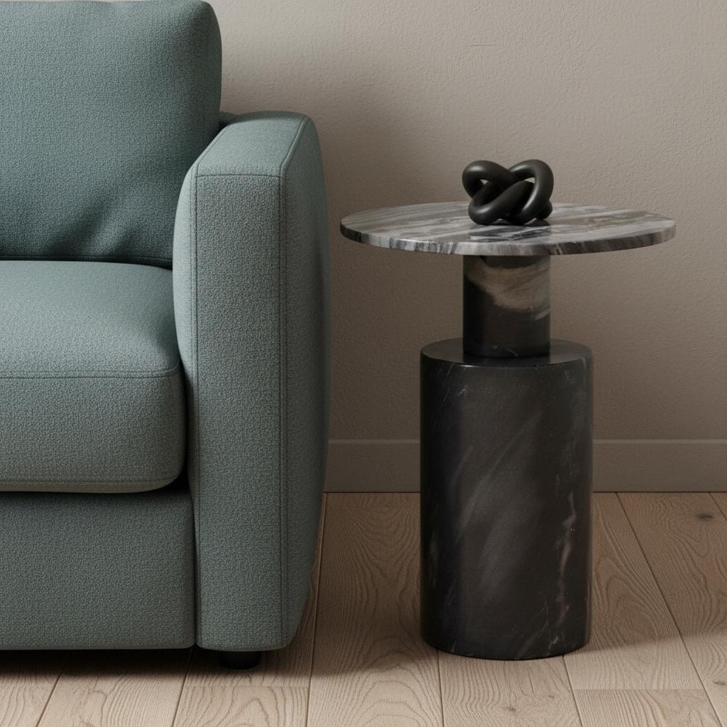 Homeroots 16 Gray Stone And Wood Tray Table 16.00 In. X 20.00 In. X 16.00 In.