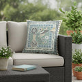 Homeroots 16 X 16 Green And Black Peacock Blown Seam Floral Indoor Outdoor Throw Pillow 16.00 X 5.00 X 16.00