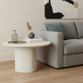 Homeroots 17 Beige Marble Oval Pedestal End Table 32.00 In. X 17.00 In. X 24.00 In.
