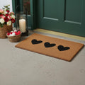Homeroots 17 X 29 Brown And Black Three Hearts Outdoor Coir Door Mat 17.00 X 29.00