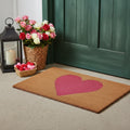 Homeroots 17 X 29 Brown And Pink Heart Outdoor Coir Door Mat 17.00 X 29.00