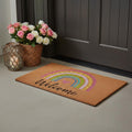 Homeroots 17 X 29 Brown And Pink Rainbow Welcome Outdoor Coir Door Mat 17.00 X 29.00