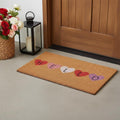 Homeroots 17 X 29 Brown Pink Purple Hearts Hello Outdoor Coir Door Mat 17.00 X 29.00