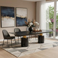 Homeroots 180 Black And Gold Marble And Steel Double Pedestal Base Dining Table 180.00 In. X 30.00 In. X 48.00 In.