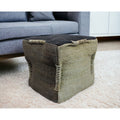 Homeroots 18 Black And Taupe Jute Cube Pouf Ottoman
