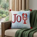 Homeroots 18 Blue White And Red Lobster Joy Throw Pillow With Embroidery
